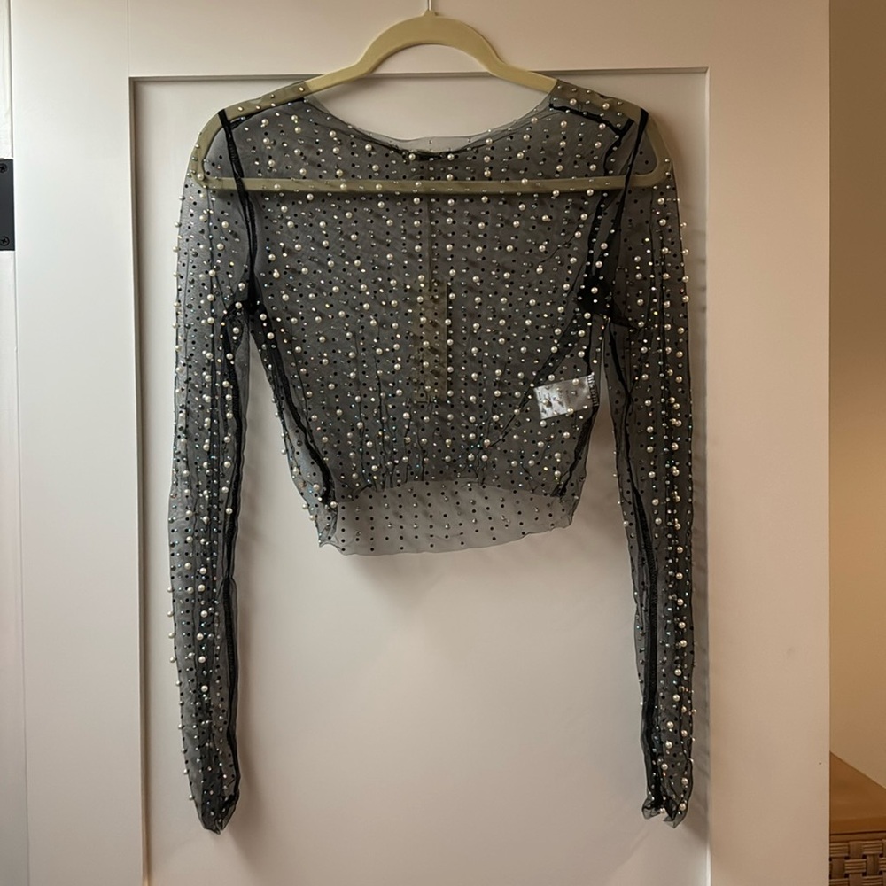 NWT Sheer bejeweled top